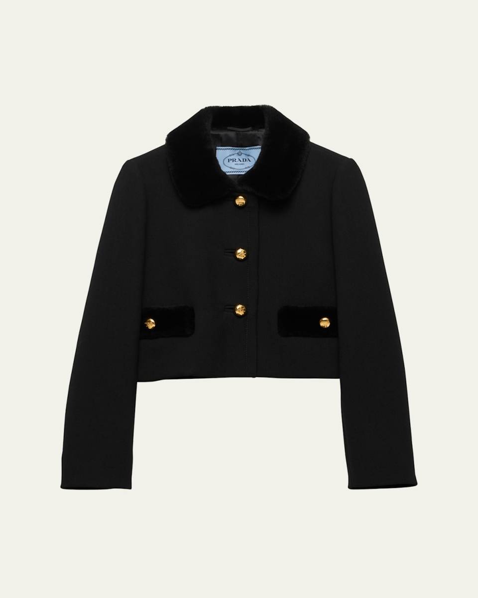 Natte Shearling-Trim Cropped Jacket